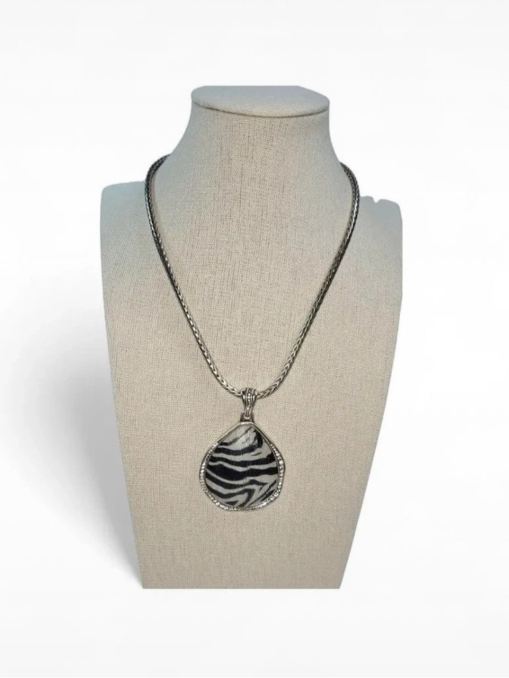 Brighton Zebra Print Pendant Necklace - Black & White & Silver